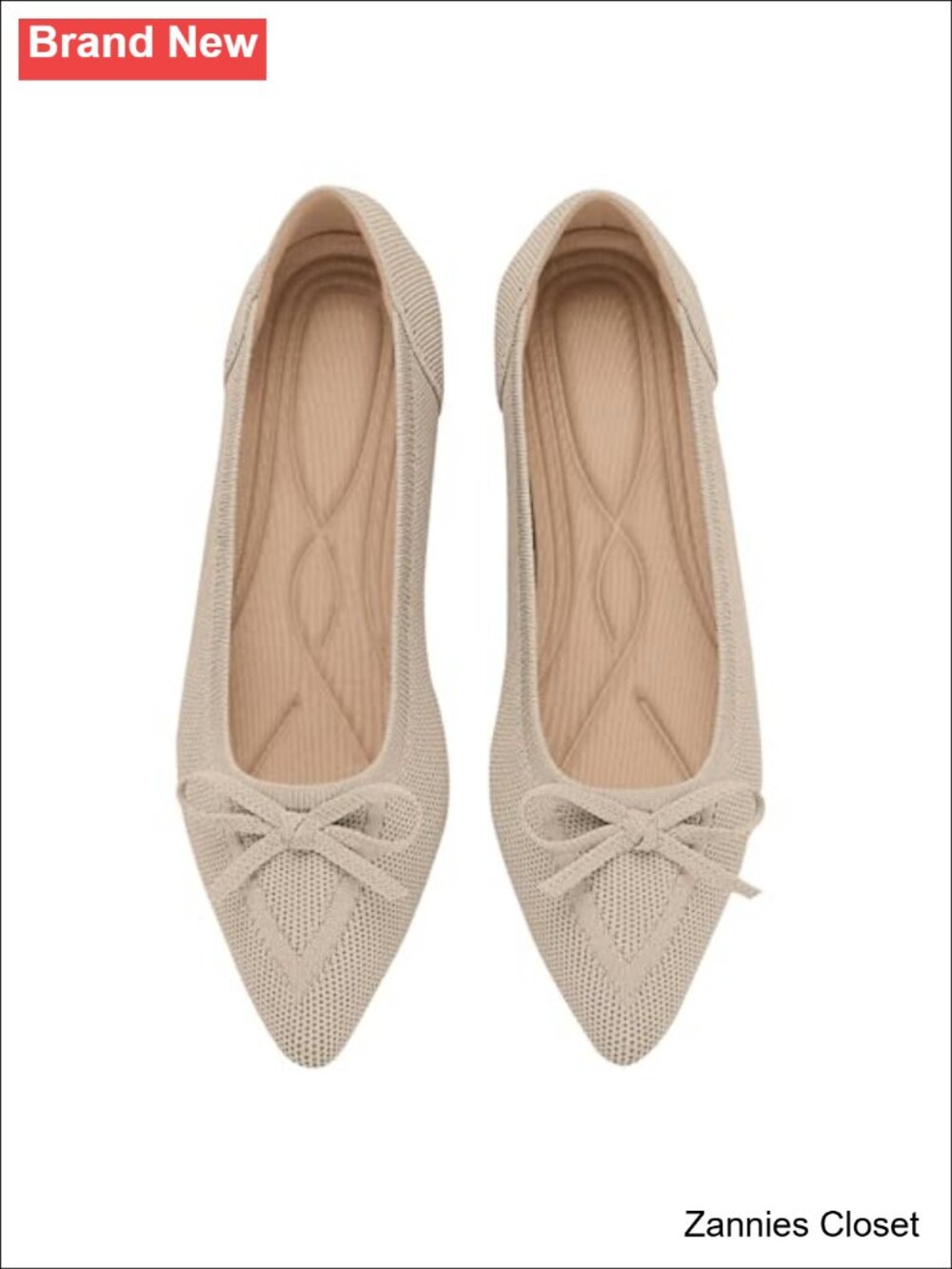 ✨ Pointed Toe Bow Knit Ballet Flats Comfortable Dressy Mesh Slip On Flat